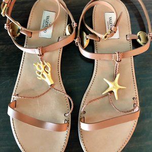 Valentino tan leather sandals size 10